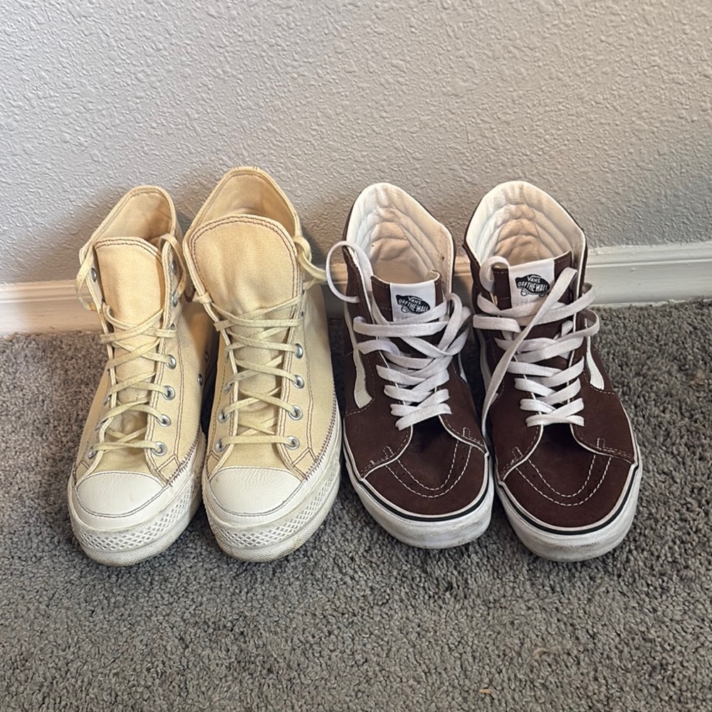 Converse Women's High-Top Sneakers - Cream and Brown